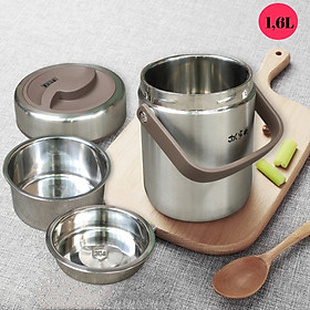 Mua Cặp Lồng cơm  hộp cơm giữ nhiệt văn phòng chất liệu inox 304 cao cấp  cặp lồng cà men 3 tầng  nắp chống tràn  1 6L