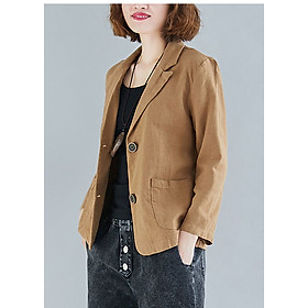 Áo vest Linen nữ cổ 2 ve ngóc, chất liệu vải linen tự nhiên, thời trang phong cách Nhật Bản