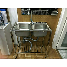 Mua COMBO CHẬU RỬA CHÉN CÓ CHÂN INOX - VÒI RỬA INOX 304 - BỘ XẢ + DÂY CẤP INOX