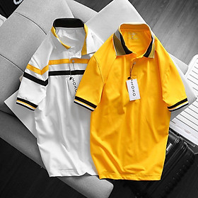Áo polo nam thời trang FASHION EKING CLOTHING x HOKO thiết kế phối sọc màu vàng sọc - chất liệu Poli Cá Sấu