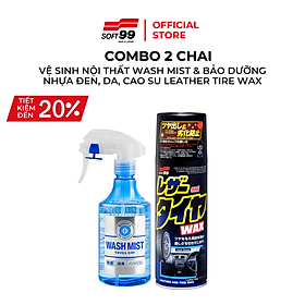 [COMBO] Vệ Sinh Đa Năng Wash Mist L-82 & Bảo Dưỡng Nhựa/Da/Cao Su Nội Thất Leather & Tire Wax L-29 SOFT99