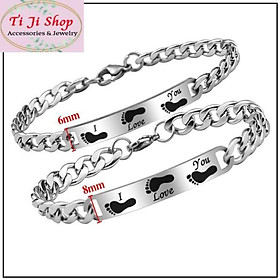 LẮC VÒNG TAY CẶP ĐÔI INOX HÌNH DẤU CHÂN CP011