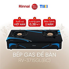 Bếp gas dương Rinnai RV-3715GL(BC) mặt bếp kính và kiềng bếp men - Hàng chính hãng.