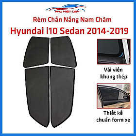 Bộ 4 rèm chắn nắng nam châm Hyundai i10 Sedan 2014-2015-2016-2017-2018-2019 khung cố định chống tia UV