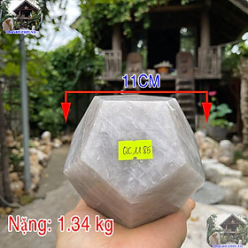 Quả cầu thạch anh trắng 12 mặt NHA SAN QC1185 Năng lượng dồi dào, xua đuổi tà khí -1.34 Kg (ĐK: 11cm)