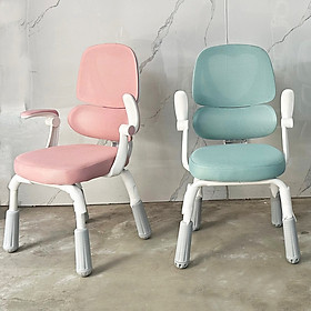 Mua Ghế học sinh chân không bánh xe lưng lưới nệm vải màu xanh dương CE1026-M Nội thất Capta Ghế học bài dành cho bé trai lưng lưới nệm vải màu xanh dương tay điều chỉnh được khung trắng chân nhựa nâng hạ bền đẹp