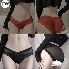 Quần lót ren lưới nữ freesize sexy gợi cảm cạp chéo sexy co giãn tốt thoải mái mát mẻ, Quần lót nữ cao cấp 7DAYS