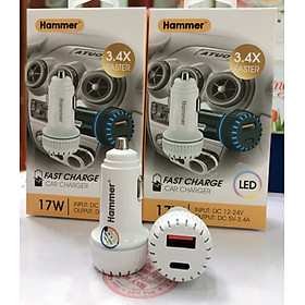 Mua Cóc sạc xe hơi Ham mer H-CA09 dòng điện 3 4A công suất 17W  cổng USB + Type  Hàng chính hãng