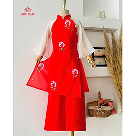 Áo dài cho bé gái mẫu Hoa mùa xuân xinh xắn diện lễ tết noel giáng sinh năm mới từ 12-44kg hàng thiết kế cao cấp