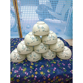Mua Bộ 10 bát con ăn cơm vẽ hoa đào xanh gốm sứ Bát Tràng