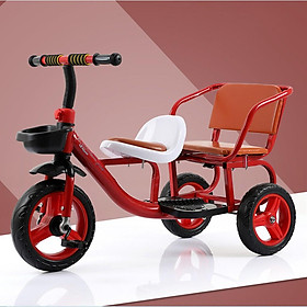Xe đạp xích lô cho bé yên bọc da cao câp 2 chỗ ngồi - Mau Be Trai