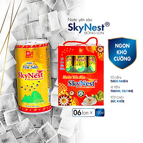 [Hộp quà đứng 6 lon x 190ml] Nước Yến Sào SkyNest 3% Tổ Yến thật, Giải khát nhanh gọn, Tốt cho sức khỏe