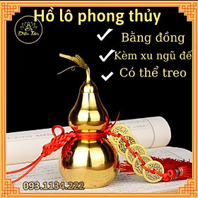 Mua Hồ lô phong thuỷ bằng đồng sức khoẻ trường thọ  xua tan khí xấu có dây đồng xu ngũ đế may mắn