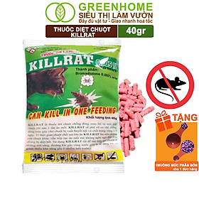 Thuốc Diệt Chuột Greenhome, Killrat, Bao 40gr, Thế Hệ Mới, Hiệu Quả, Diệt Cả Đàn, Giúp Nhà Sạch Sẽ, Bảo Vệ Vườn