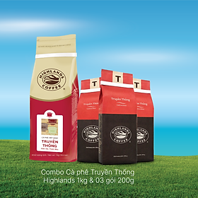 [COMBO 4] Cà Phê Bột Truyền Thống Highlands Coffee 1kg và 3 gói 200gr