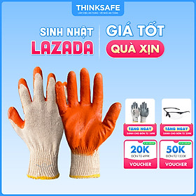 Mua Găng tay bảo hộ lao động phủ cao su Thinksafe  găng cotton chống trơn  nóng  hóa chất  Bao tay phủ cao su hoàn thiện tốt