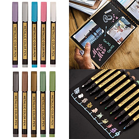 10x Metallic Pens for Craft Art Marker for Wedding Guest Book, Photo album