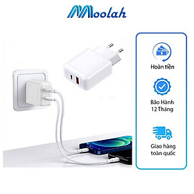 Củ Sạc Nhanh 20W Quick Charger QC3.0 + PD Hai Cổng USB Type C Màu Trắng Hỗ Trợ Sạc Nhanh Cho Điện Thoại Android Phụ Kiện Tai Nghe Bluetooth Cáp Sạc Pin Dự Phòng Công Nghệ Mới Chống Cháy Nổ Bảo Vệ Pin - ML025