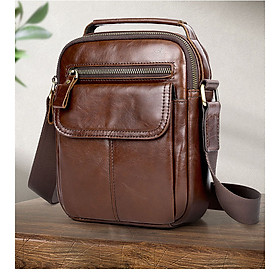 Túi đeo chéo nam da bò thật BHM6090 nhỏ gọn, có tay xách