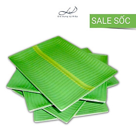 Mua Dĩa nhựa Melanmine lá chuối chữ nhật-Mẹt đựng bún đậu đồ ăn vặt đủ sim