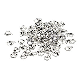 100 Piece Silver Mini Alloy Hollow Pet Cat Paw Footprint Shaped Charms Pendants DIY Jewelry Making Findings Accessories