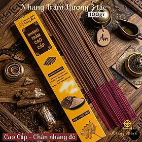 Nhang Trầm Hương 3 Tấc - Cao Cấp - Chân nhang đỏ ( 30cm, 100g - 80 cây / hộp , cháy 60 phút) - Mùi thơm thanh dịu ,Ít khói, An toàn sức khỏe - Mộc Trầm Hương Khang Bình