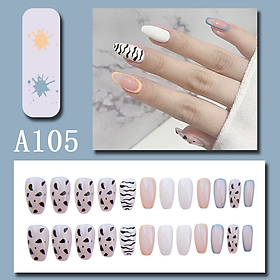 A105-Hộp NAIL BOX 24 móng họa tiết nhiều màu sắc thời trang