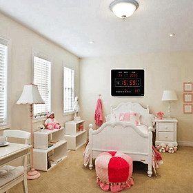24 Hours Display LED Digital Alarm Clock Display Bedside Clock Easy to Read, Show Indoor Temperature