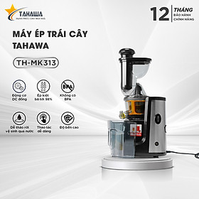 Máy ép chậm Tahawa TH-MK313 thiết kế sáng đẹp với gam màu bạc sang trọng, kết cấu vững chắc đặt gọn trên kệ bếp, bàn ăn