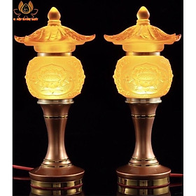 Mua CẶP 2 CÂY ĐÈN LED HOA SEN LƯU LY VÀNG THỜ CÚNG TRANG TRÍ