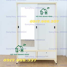 TỦ SẮT ĐỰNG QUẦN ÁO 2 CÁNH CỬA LÙA SƠN TĨNH ĐIỆN 1M8X1M2X45CM DÀNH CHO GIA ĐÌNH