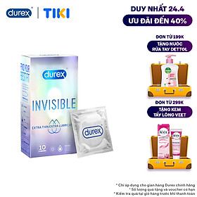 Bao cao su Durex Invisible Extra Thin Extra Lubricated 1 Hộp 10 Bao