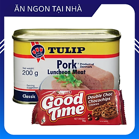 Combo 1 Hộp Thịt Heo Hộp Tulip 200g và 1 Gói Bánh Quy Socola Arnott s