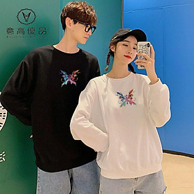 Áo nỉ đôi thu đông hình con bướm, áo nỉ sweater