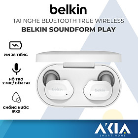 Tai nghe không dây Belkin Soundform Play, kết nối bluetooth, chống nước IPX5, pin 38 tiếng, hỗ trợ 2 mic, Hàng chính hãng - Màu Hồng