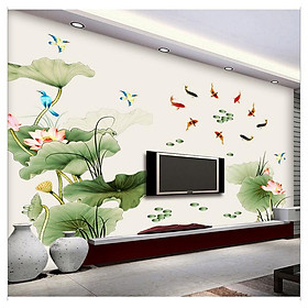 Mua  Size lớn  Decal dán tường Hồ sen và cá chép CH2001