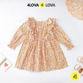 Váy bé gái dài tay dáng xoè công chúa 4LOVA chất liệu mềm mại, đường may sắc nét