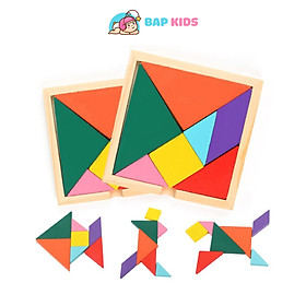 Đồ Chơi Trí Uẩn Tangram Bộ Ghép Hình Bằng Gỗ Thông Minh Cho Bé 12x12cm Loại dày 1cm