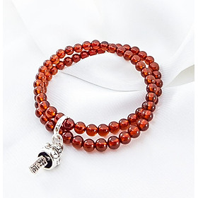 Vòng Tay Mệnh Hỏa, Thổ Đá Garnet Mix Charm Mèo May Mắn