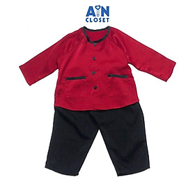 Bộ quần áo bà ba dài unisex Đỏ lụa ngọc trai quần đen - AICDBG8DS37L