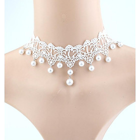 Vòng cổ choker trắng mảnh mai đơn giản nhẹ nhàng
