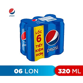 Lốc 6 Lon Nước Ngọt Có Gaz Pepsi (320ml/lon)