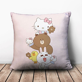 Gối Ôm Vuông Line Friends Và Hello Kitty GVCT614 (36 x 36 cm)