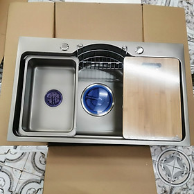 Mua {HÀNG ĐẸP LOẠI 1 Chậu rửa bát 1 hố cỡ lớn kích thước 78X48 kèm phụ kiện đa năng tiện dụng 2 màu Ghi Xám & Màu Bạc