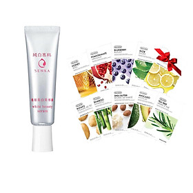 Serum dưỡng trắng da - mờ thâm nám Senka White Beauty 35g 15046 tặng Mặt nạ dưỡng da The Faceshop Real Nature (1 miếng)