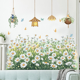 Mua Sticker Giấy Dán Tường Decal Dán tường Tranh Dán Tường Trang Trí Tường Mẫu Vườn Hoa Cúc Trắng ZDB-2593