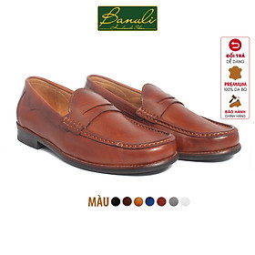 Giày tây lười nam công sở banuli da bê italian moc toe penny loafers hdpl1