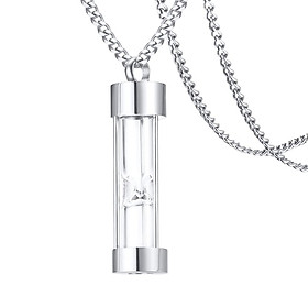 Pendant ,Stainless Steel Hourglass Necklace Pendant ,for Memorial  Keepsake Women