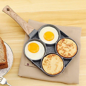 Mua Chảo Đá Chiên Rán Trứng  Làm Bánh 4 Ngăn 4 Lỗ Chống Dính Tay Cầm Gỗ