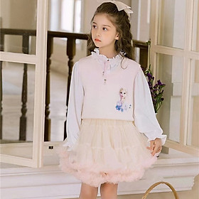 Set váy cho bé gái, Váy thu đông trẻ em 3-9 tuổi hình elsa chân váy ren phong cách Hàn Quốc kiểu dáng thời trang
